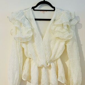 Chic Cream Ruffled Blouse